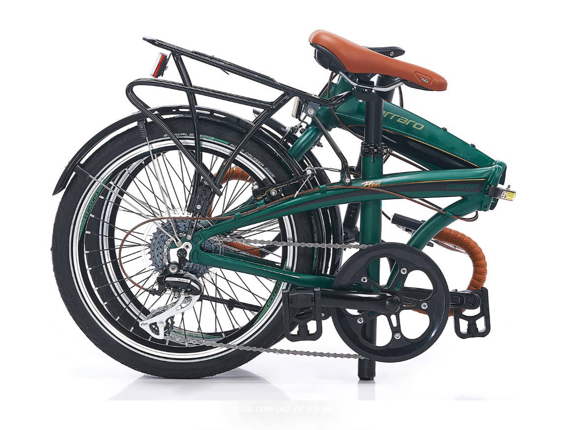 Carraro Flexi Comfort V - 20 Jant 8 Vites Katlanır Bisiklet - Mat Koyu Yeşil / Parlak Siyah Bakır