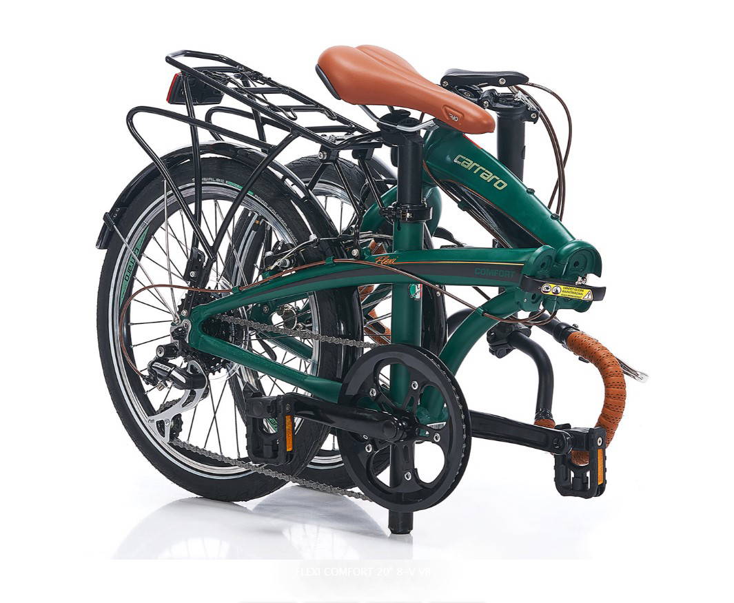Carraro Flexi Comfort V - 20 Jant 8 Vites Katlanır Bisiklet - Mat Koyu Yeşil / Parlak Siyah Bakır