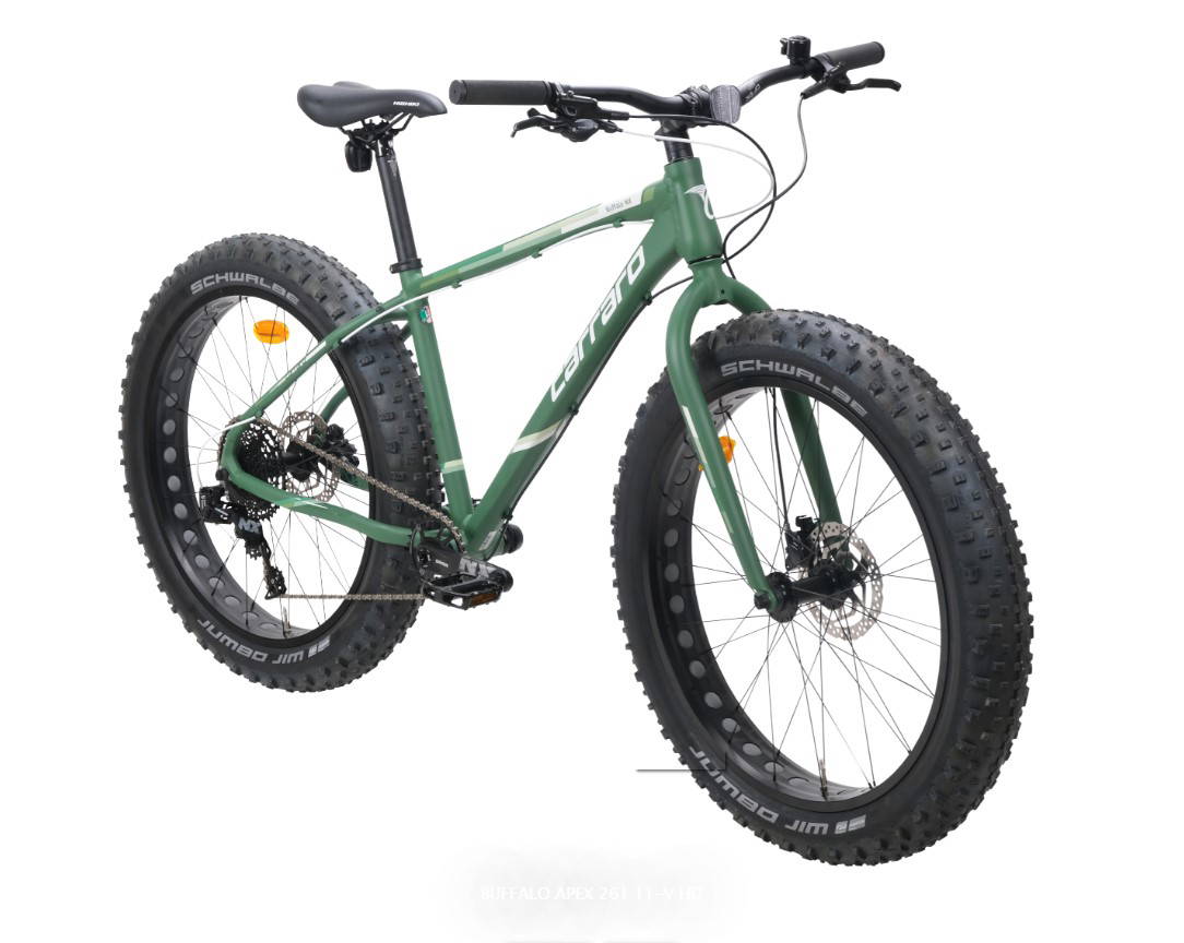 Carraro Buffalo Apex - 26 Jant 17'' 43cm ( M ) Kadro 11 Vites Fat Bike - Mat Koyu Yeşil / Beyaz Yeşil 