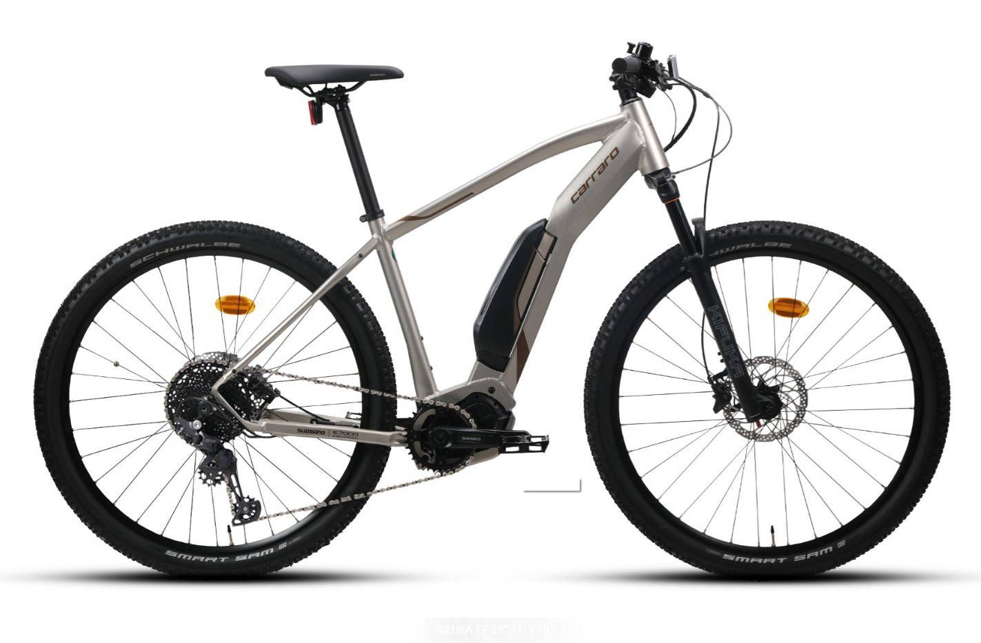 Carraro Kifuka E7 - 27.5 Jant 17'' 44cm (M - L) Kadro Hd Elektrikli Dağ Bisikleti - Nikel Gri Kahverengi / Siyah
